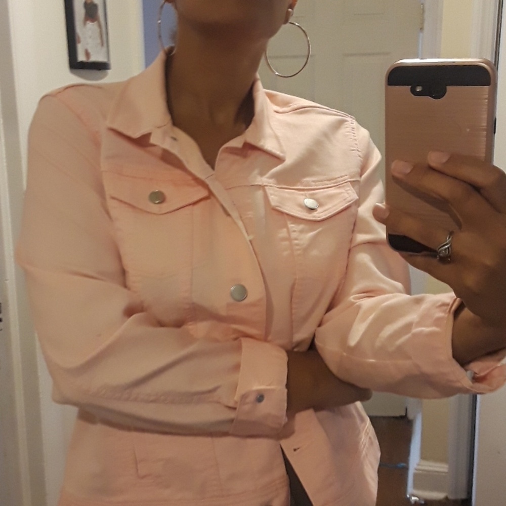Baby pink denim jacket